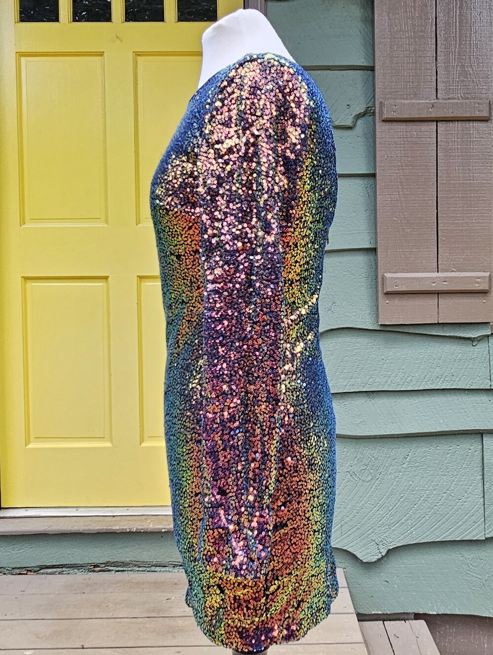 NWT Charlotte Russe Iridescent Sequin Bodycon Dress S - Picture 4 of 15